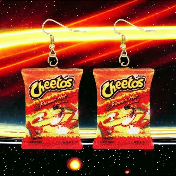 Boutique Jewelry Flaming Hot Cheetos Novelty Earrings Snack